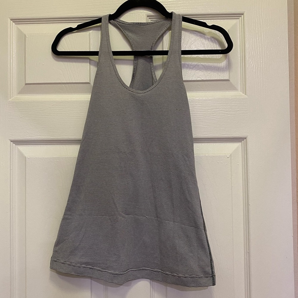 Lululemon running tank top with light grey stripes